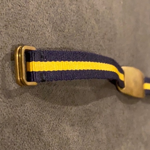 RalphLauren blue/gold bracelet with brass loops and blank adjustable plate - Picture 3 of 5